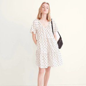Madewell Cotton-Linen Lorelei Mini Dress in Clip Dot, Size Small